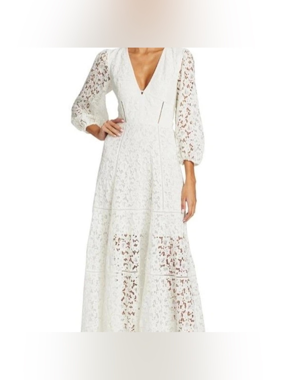 Jonathan Simkhai. Lara Guipure Lace Midi Dress. Ivory. Size 6.